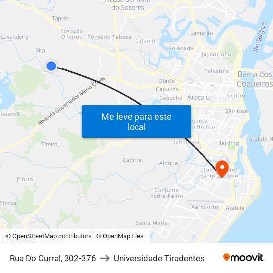 Rua Do Curral, 302-376 to Universidade Tiradentes map