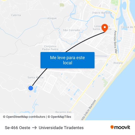 Se-466 Oeste to Universidade Tiradentes map