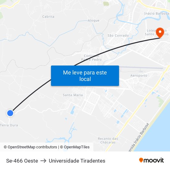 Se-466 Oeste to Universidade Tiradentes map