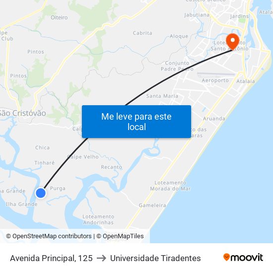 Avenida Principal, 125 to Universidade Tiradentes map
