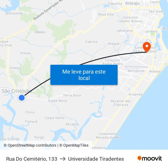 Rua Do Cemitério, 133 to Universidade Tiradentes map