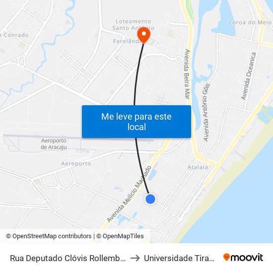 Rua Deputado Clóvis Rollemberg, 605 to Universidade Tiradentes map