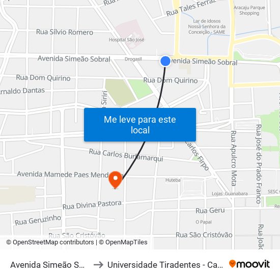 Avenida Simeão Sobral, 439 to Universidade Tiradentes - Campus Centro map