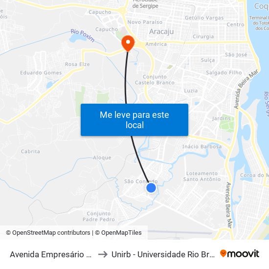 Avenida Empresário José Carlos Da Silva to Unirb - Universidade Rio Branco / Faculdade Serigy map