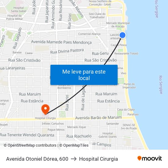 Avenida Otoniel Dórea, 600 to Hospital Cirurgia map