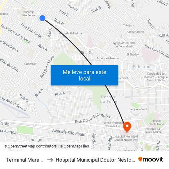 Terminal Maracaju to Hospital Municipal Doutor Nestor Piva map