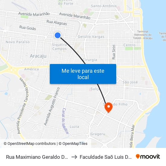 Rua Maximiano Geraldo De Oliveira to Faculdade Saõ Luís De França map