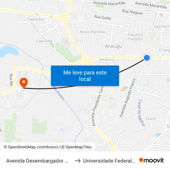 Avenida Desembargador Maynard, 1152 to Universidade Federal De Sergipe map