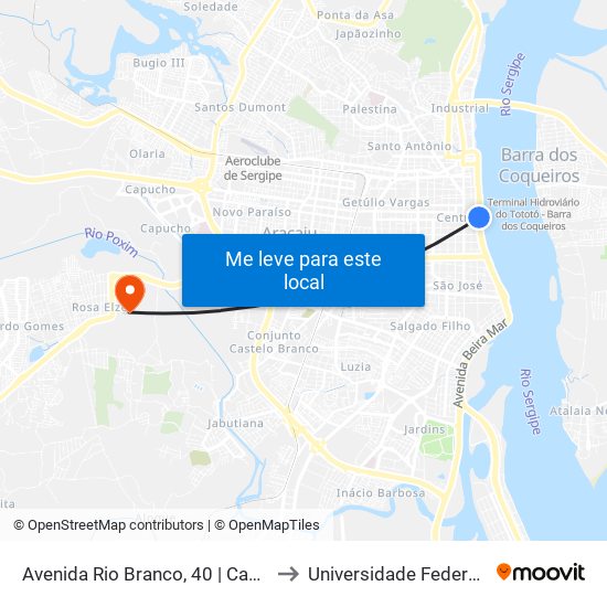 Avenida Rio Branco, 40 | Canaleta Rio Branco to Universidade Federal De Sergipe map