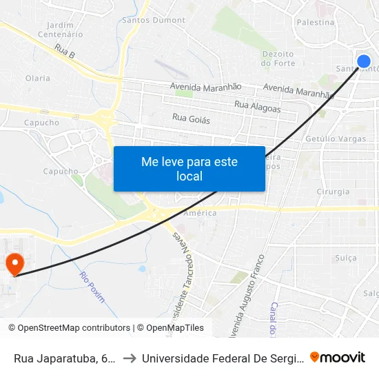 Rua Japaratuba, 630 to Universidade Federal De Sergipe map