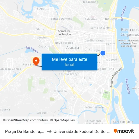 Praça Da Bandeira, 25 to Universidade Federal De Sergipe map