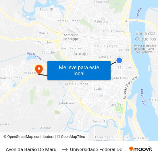 Avenida Barão De Maruim, 831 to Universidade Federal De Sergipe map
