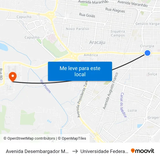 Avenida Desembargador Maynard, 552-590 to Universidade Federal De Sergipe map