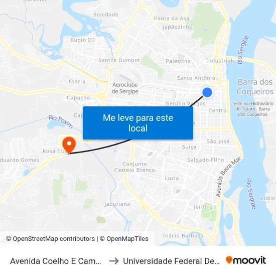 Avenida Coelho E Campos, 599 to Universidade Federal De Sergipe map