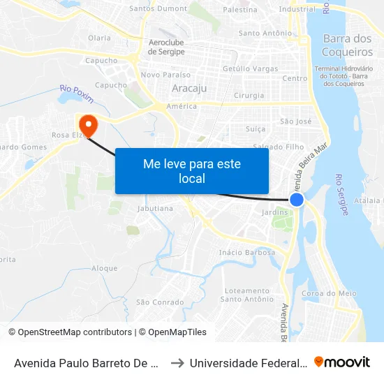Avenida Paulo Barreto De Menezes, 2114 to Universidade Federal De Sergipe map