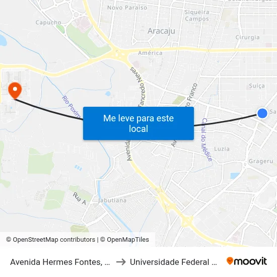 Avenida Hermes Fontes, 1245-1379 to Universidade Federal De Sergipe map