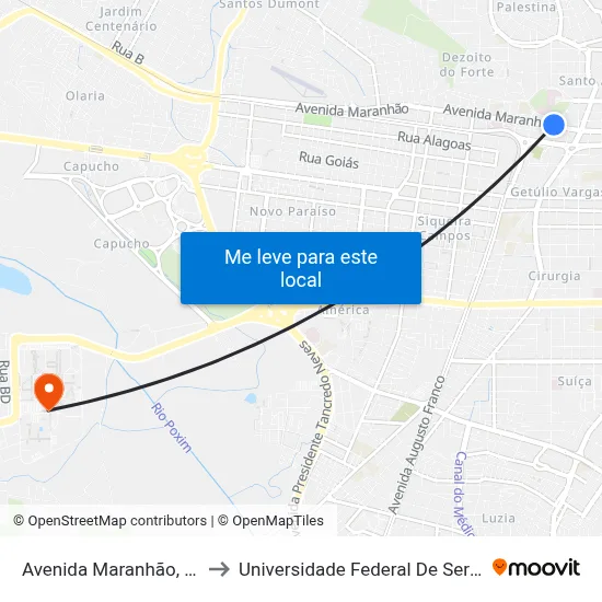 Avenida Maranhão, 206 to Universidade Federal De Sergipe map