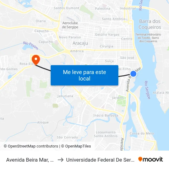 Avenida Beira Mar, 926 to Universidade Federal De Sergipe map