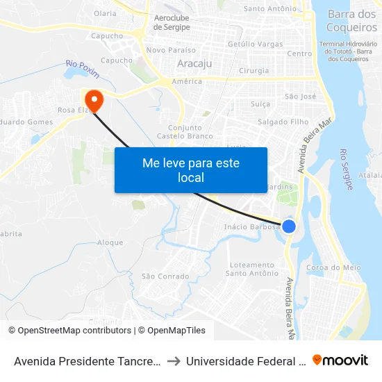 Avenida Presidente Tancredo Neves, 80 to Universidade Federal De Sergipe map