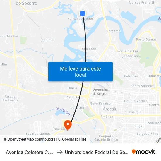 Avenida Coletora C, 1-85 to Universidade Federal De Sergipe map