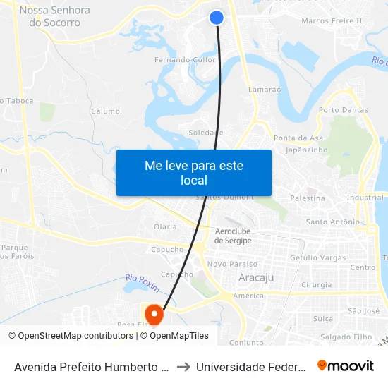 Avenida Prefeito Humberto Dos Santos, 946 to Universidade Federal De Sergipe map