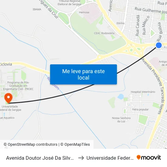 Avenida Doutor José Da Silva Ribeiro Filho, 349 to Universidade Federal De Sergipe map