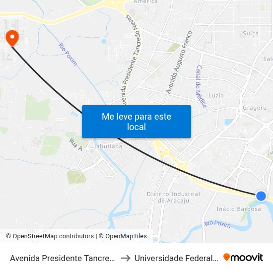 Avenida Presidente Tancredo Neves, 726 to Universidade Federal De Sergipe map
