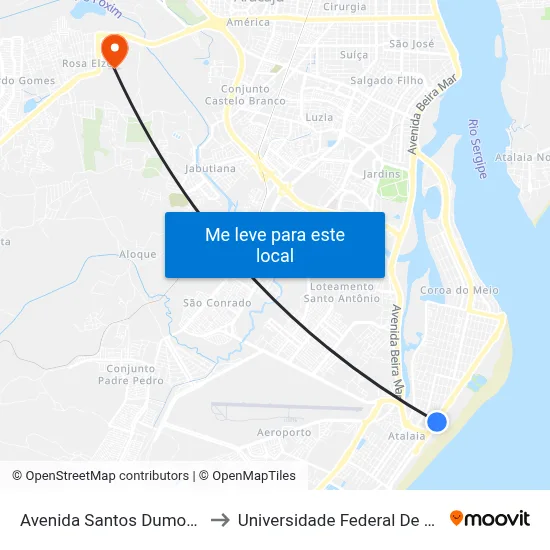Avenida Santos Dumont, 370 to Universidade Federal De Sergipe map