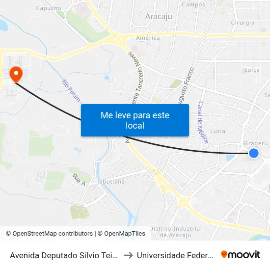 Avenida Deputado Sílvio Teixeira, 1260-1298 to Universidade Federal De Sergipe map