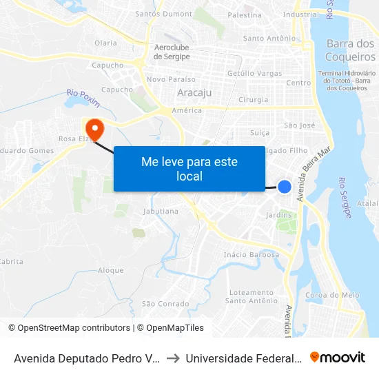 Avenida Deputado Pedro Valadares, 680 to Universidade Federal De Sergipe map