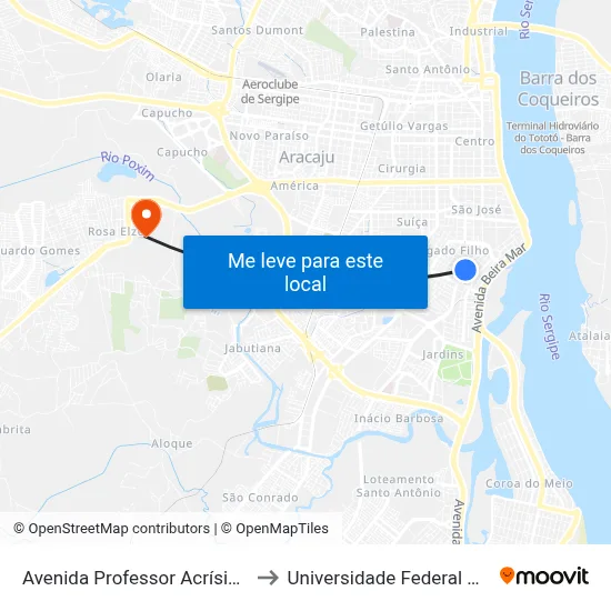 Avenida Professor Acrísio Cruz, 245 to Universidade Federal De Sergipe map