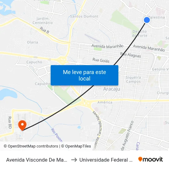 Avenida Visconde De Maracaju, 149 to Universidade Federal De Sergipe map