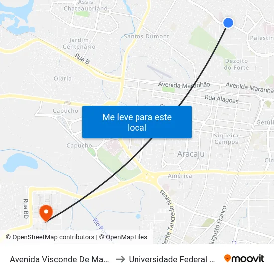 Avenida Visconde De Maracaju, 448 to Universidade Federal De Sergipe map