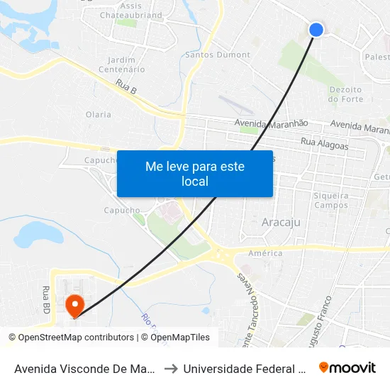 Avenida Visconde De Maracaju, 604 to Universidade Federal De Sergipe map