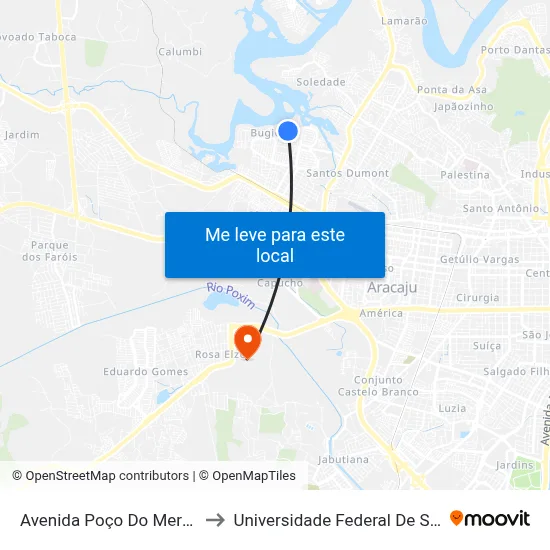 Avenida Poço Do Mero, 933 to Universidade Federal De Sergipe map
