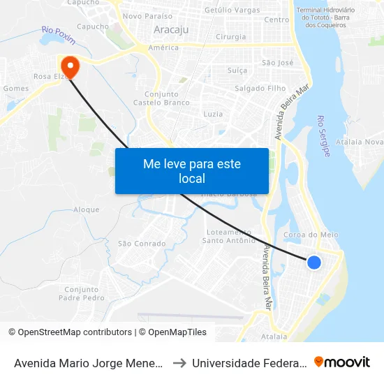 Avenida Mario Jorge Menezes Viêira, 1455 to Universidade Federal De Sergipe map