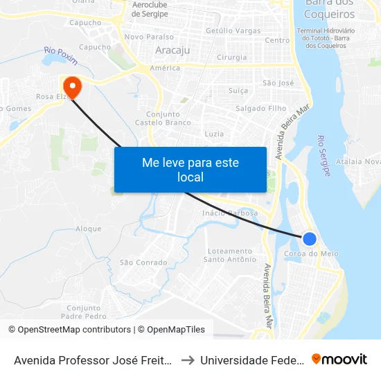 Avenida Professor José Freitas De Andrade, 3187 to Universidade Federal De Sergipe map