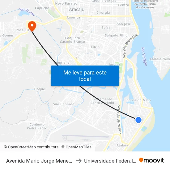Avenida Mario Jorge Menezes Viêira, 847 to Universidade Federal De Sergipe map