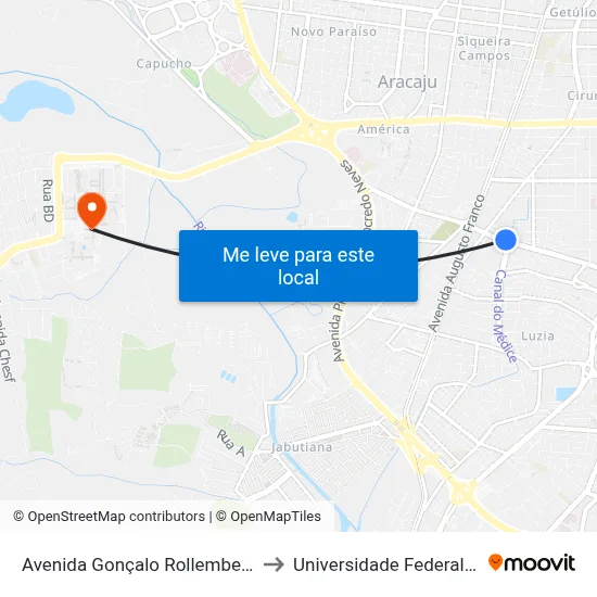 Avenida Gonçalo Rollemberg Leite, 2320 to Universidade Federal De Sergipe map