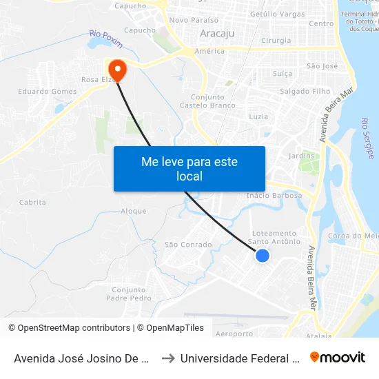 Avenida José Josino De Almeida,838 to Universidade Federal De Sergipe map