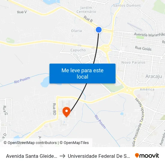 Avenida Santa Gleide 505 to Universidade Federal De Sergipe map