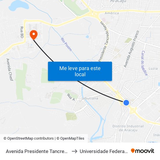 Avenida Presidente Tancredo Neves, 2700 to Universidade Federal De Sergipe map
