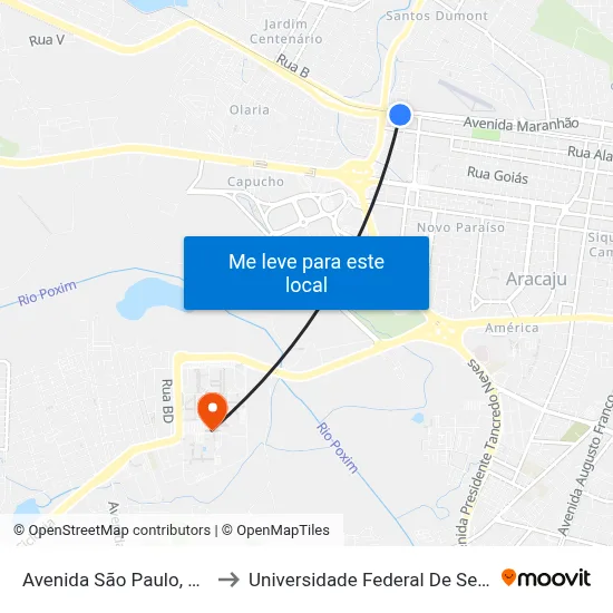 Avenida São Paulo, 2765 to Universidade Federal De Sergipe map