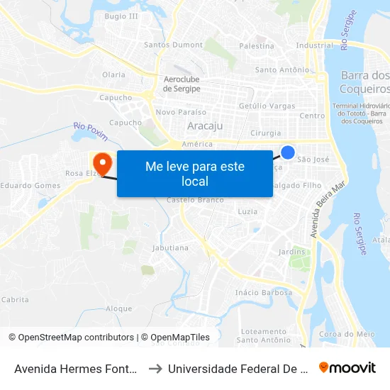 Avenida Hermes Fontes, 274 to Universidade Federal De Sergipe map