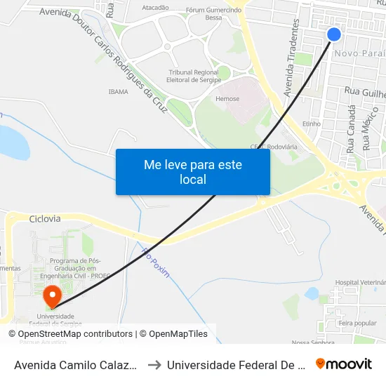 Avenida Camilo Calazans, 17 to Universidade Federal De Sergipe map