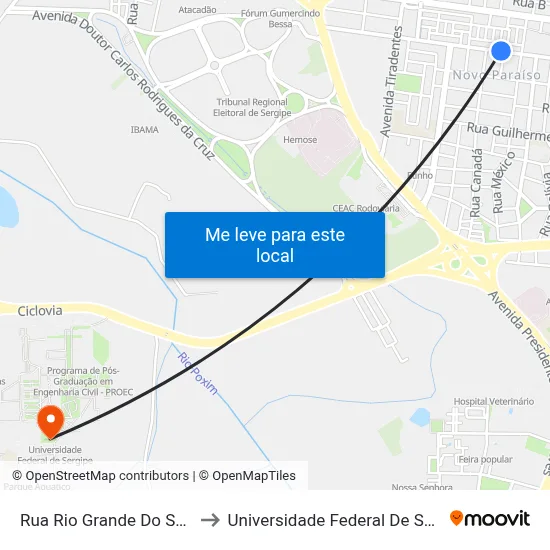 Rua Rio Grande Do Sul, 72 to Universidade Federal De Sergipe map