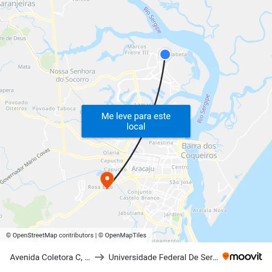 Avenida Coletora C, 908 to Universidade Federal De Sergipe map