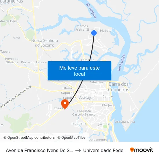 Avenida Francisco Ivens De Sá Dias Branco 1001 to Universidade Federal De Sergipe map