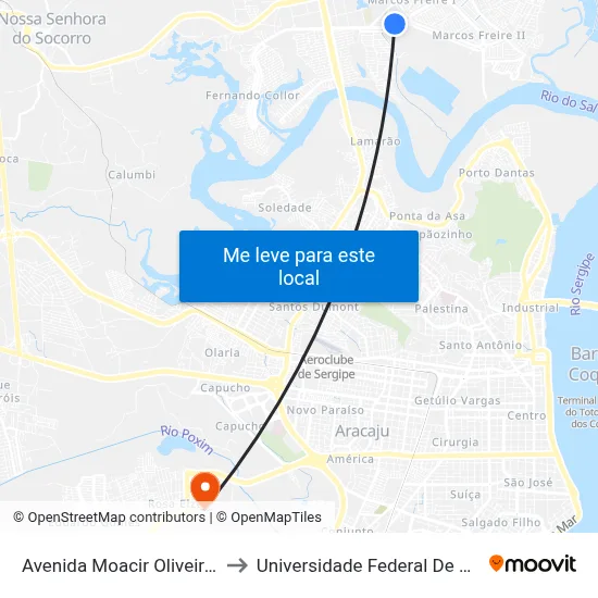 Avenida Moacir Oliveira ,987 to Universidade Federal De Sergipe map
