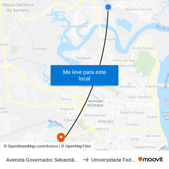 Avenida Governador Sebastião Celso De Carvalho 523 to Universidade Federal De Sergipe map